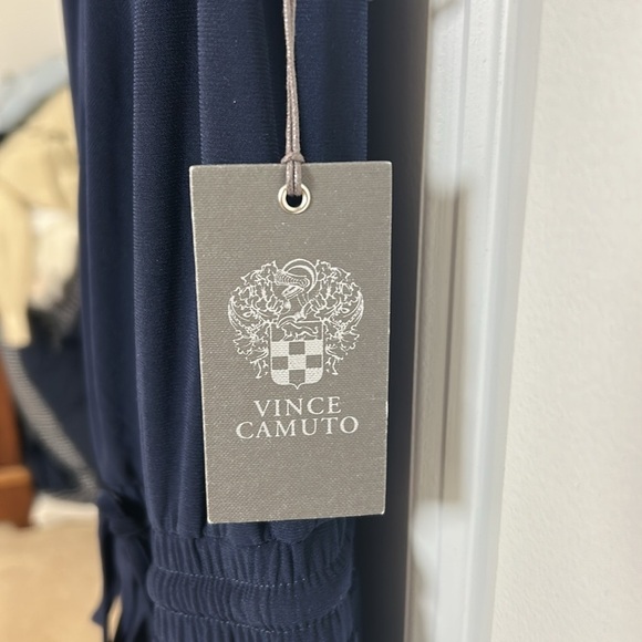 Vince Camuto blue Wide leg Cowl Neck romper size XS inseam 29” elastic waist NWT - Picture 5 of 9